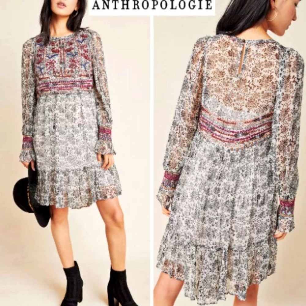 NWT Anthropologie Gisella beaded tunic dress size 0 - Picture 3 of 13